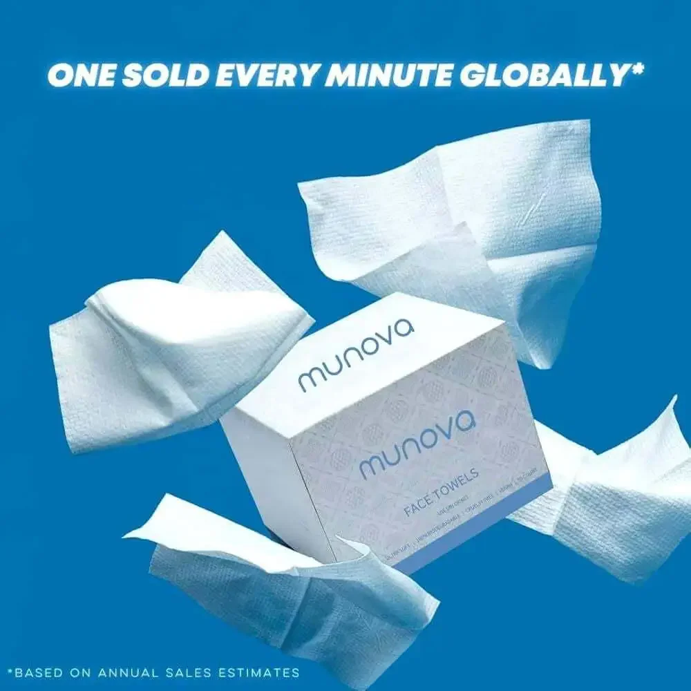 Munova Disposable Face Towels XL, 50 Count Biodegradable Facial Cleansing‎ Wipes